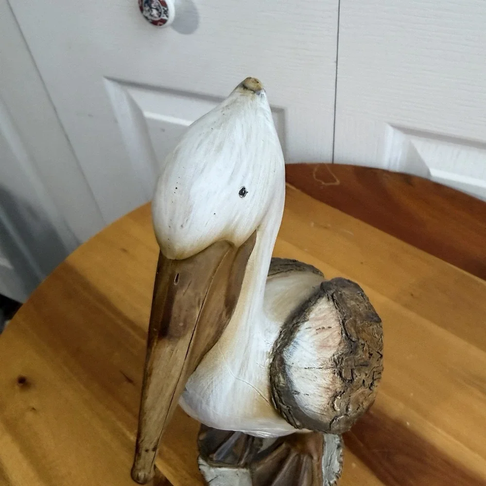 Tii Collections Resin Carved Pelican On Log Nautical Coastal Beach Figurine